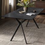 Emil Rectangular Glass Dining Table Black