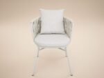 Florence Round Garden Stone Dining Table with 4 Louisa Chairs Beige - Image 8