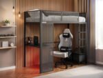 Glitch Metal Gaming High Sleeper with Desk Black