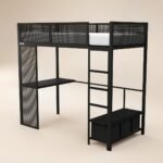 Glitch Metal Gaming High Sleeper with Desk Black - Image 3