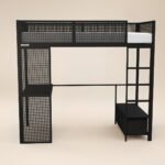 Glitch Metal Gaming High Sleeper with Desk Black - Image 4