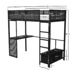Glitch Metal Gaming High Sleeper with Desk Black - Image 5