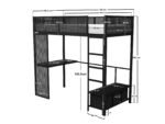Glitch Metal Gaming High Sleeper with Desk Black - Image 6