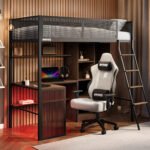 Graynite Metal Gaming High Sleeper with Shelf and Storage Black