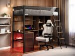 Graynite Metal Gaming High Sleeper with Shelf and Storage Black - Image 2