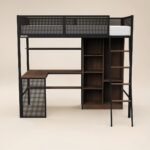 Graynite Metal Gaming High Sleeper with Shelf and Storage Black - Image 5
