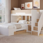 Greyson Staircase Triple Bunk Bed with Storage White & Oak
