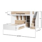 Greyson Staircase Triple Bunk Bed with Storage White & Oak - Image 2