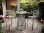Hana Round Bar Table & Lita Chairs Garden Set White