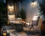 Hana Table White & Juno Swivel Chairs Beige Rattan - Image 3