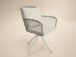 Hana Table White & Juno Swivel Chairs Beige Rattan - Image 7