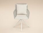 Hana Table White & Juno Swivel Chairs Beige Rattan - Image 8