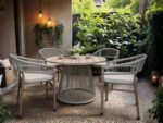 Hana Round Table & Lita Chairs Garden Dining Set Beige