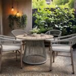 Hana Round Table & Lita Chairs Garden Dining Set Beige