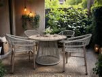 Hana Round Table & Lita Chairs Garden Dining Set Beige - Image 4