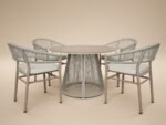 Hana Round Table & Lita Chairs Garden Dining Set Beige - Image 5