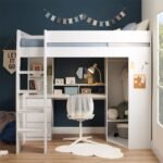 Harper High Sleeper with Desk & Wardrobe White - Image 3