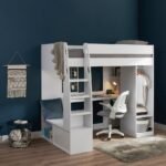 Harry High Sleeper with Desk & Wardrobe White
