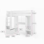 Harry High Sleeper with Desk & Wardrobe White - Image 2