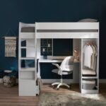 Harry High Sleeper with Desk & Wardrobe White - Image 3