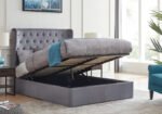 Flintshire Furniture Holway Fabric Ottoman in Grey Bed - Image 2