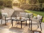 Kalina 4 Piece Garden Sofa Set with Coffee Table Brown - Image 2