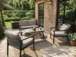 Kyla 4 Piece Garden Sofa Set with Coffee Table Grey & Brown