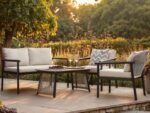 Kyla 4 Piece Garden Sofa Set with Coffee Table Grey & Brown - Image 2