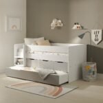 Lars Low Cabin Bed with Trundle White & Grey