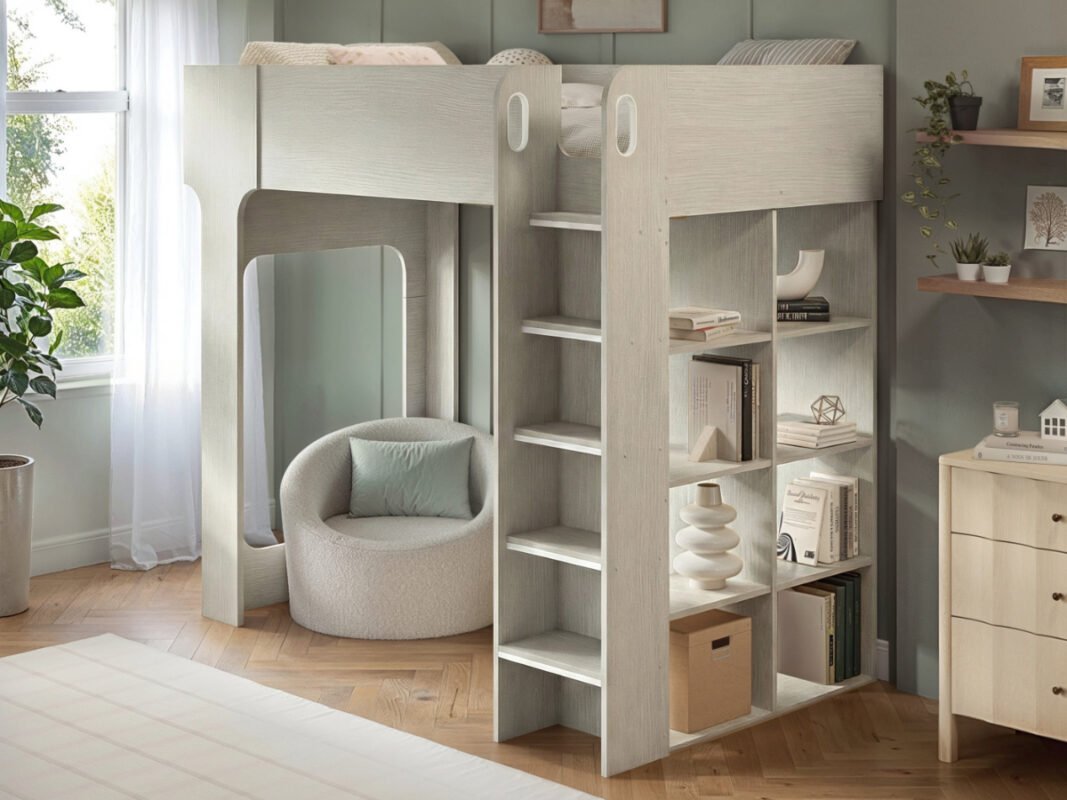 Leo High Sleeper with Storage Scandi Light Oak