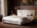 Luciana Upholstered Platform Bed Cream Chenille