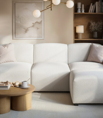 Manon Boucle 3 Seater Modular Corner Sofa Cream