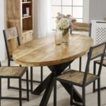 Surrey Solid Wood & Metal Oval Dining Table 6-8 Seater - Image 7