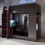 Meridian Gaming High Sleeper with Storage Black & Red