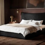 Miller Curved Headboard Bed Black Chenille