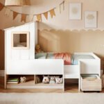 Millie Low Sleeper House Bed with Storage White