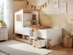 Millie Low Sleeper House Bed with Storage White - Image 3