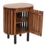 Slatted Mango Wood Bedside Table - Image 5