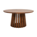 Slatted Mango Wood Round Coffee Table - Image 2