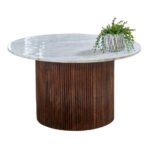 Opal Mango Wood Coffee Table With Marble Top - Image 7