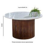 Opal Mango Wood Coffee Table With Marble Top - Image 8