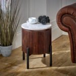 Opal Mango Wood Side Table With Marble Top & Metal Legs - Image 3
