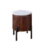 Opal Mango Wood Side Table With Marble Top & Metal Legs - Image 2
