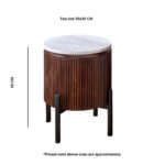 Opal Mango Wood Side Table With Marble Top & Metal Legs - Image 8