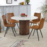 Opal Mango Wood Dining Table Round With Marble Top - Image 2