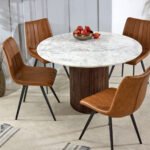 Opal Mango Wood Dining Table Round With Marble Top - Image 4