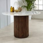 Opal Mango Wood Dining Table Round With Marble Top - Image 5