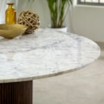 Opal Mango Wood Dining Table Round With Marble Top - Image 8
