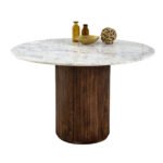 Opal Mango Wood Dining Table Round With Marble Top - Image 9