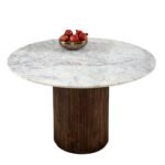 Opal Mango Wood Dining Table Round With Marble Top - Image 3